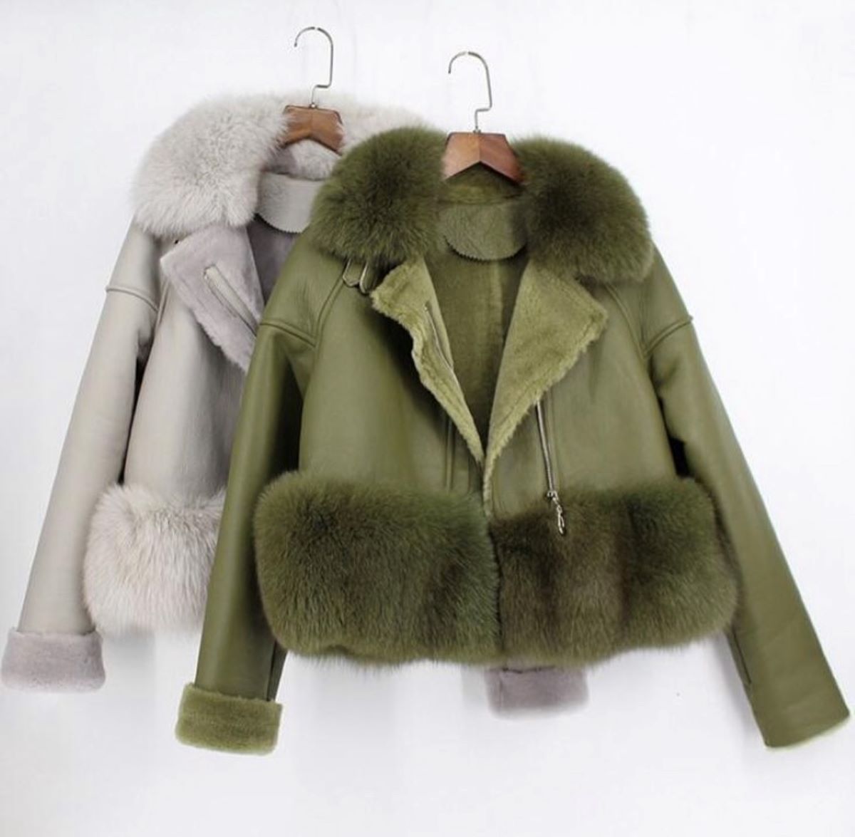 LAMB LEATHER JACKET WITH FOX FUR