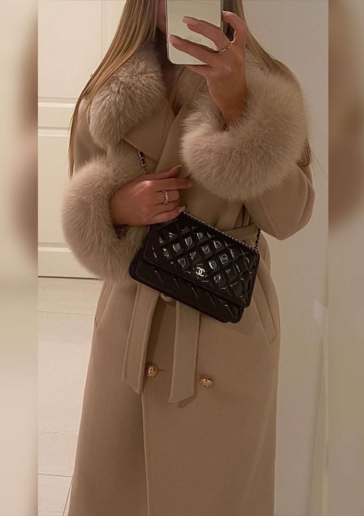buy luxury wool coat nude fox fur collar mantel beige kaufen fuchspelz kragen
