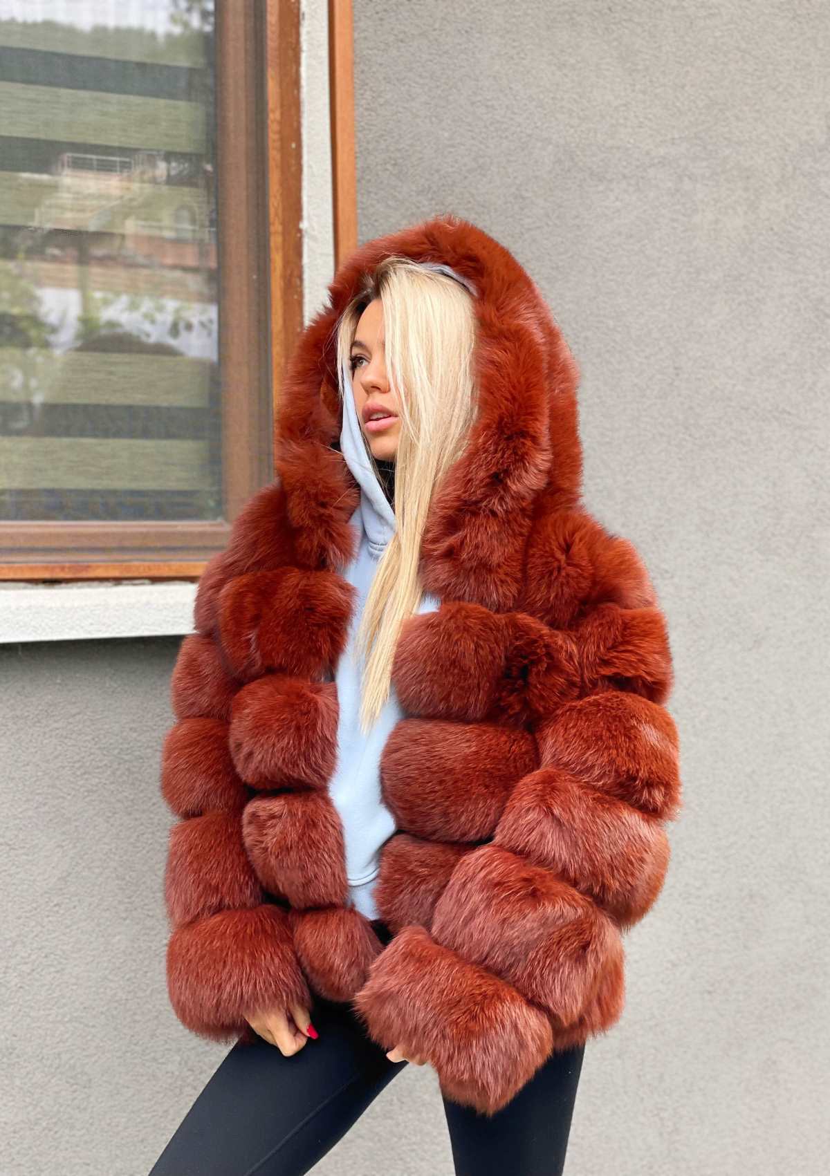 sale buy luxury fox fur coat pelzjacke kaufen caramel echtpelz