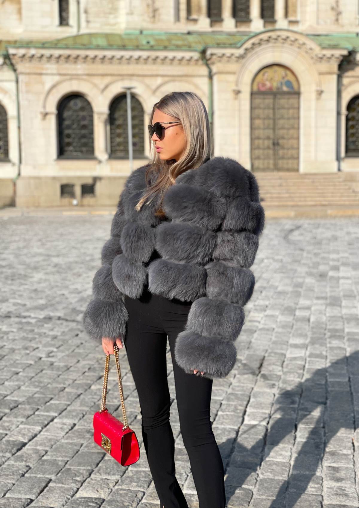 buy grey fur coat graue pelzjacke kaufen echtpelz