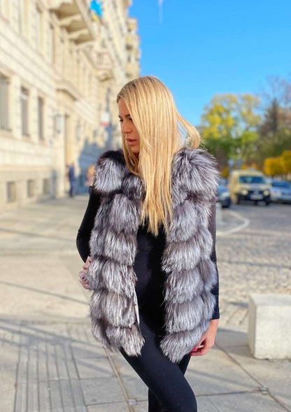 LAST ONE SILVER FOX FUR VEST