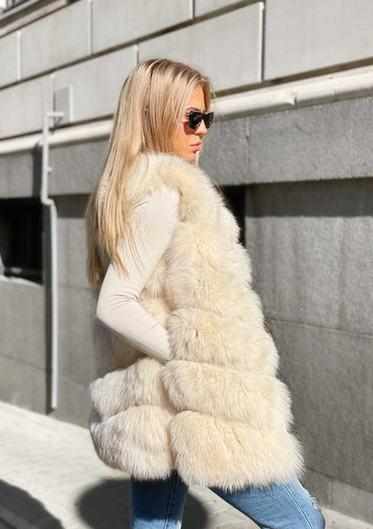 buy nude fox fur vest beige pelzweste fuchspelz kaufen echtpelz