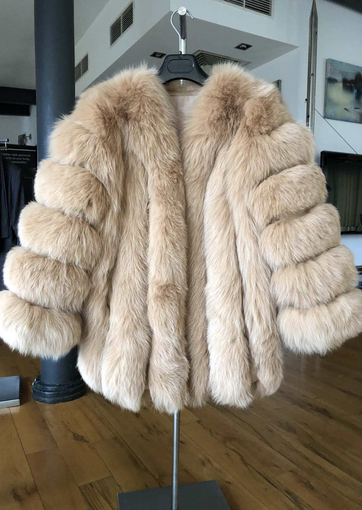 buy orange khaki fur coat luxury pelzjacke kaufen