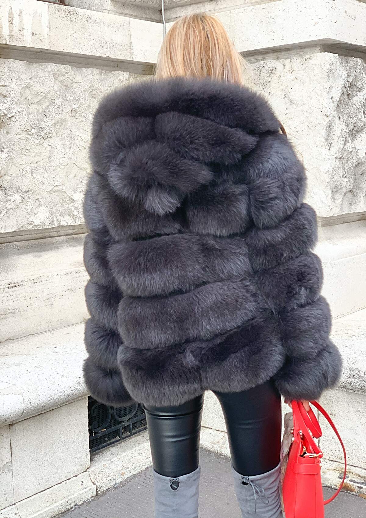 buy luxury fur coat pelzjacke kaufen graue echtpelz