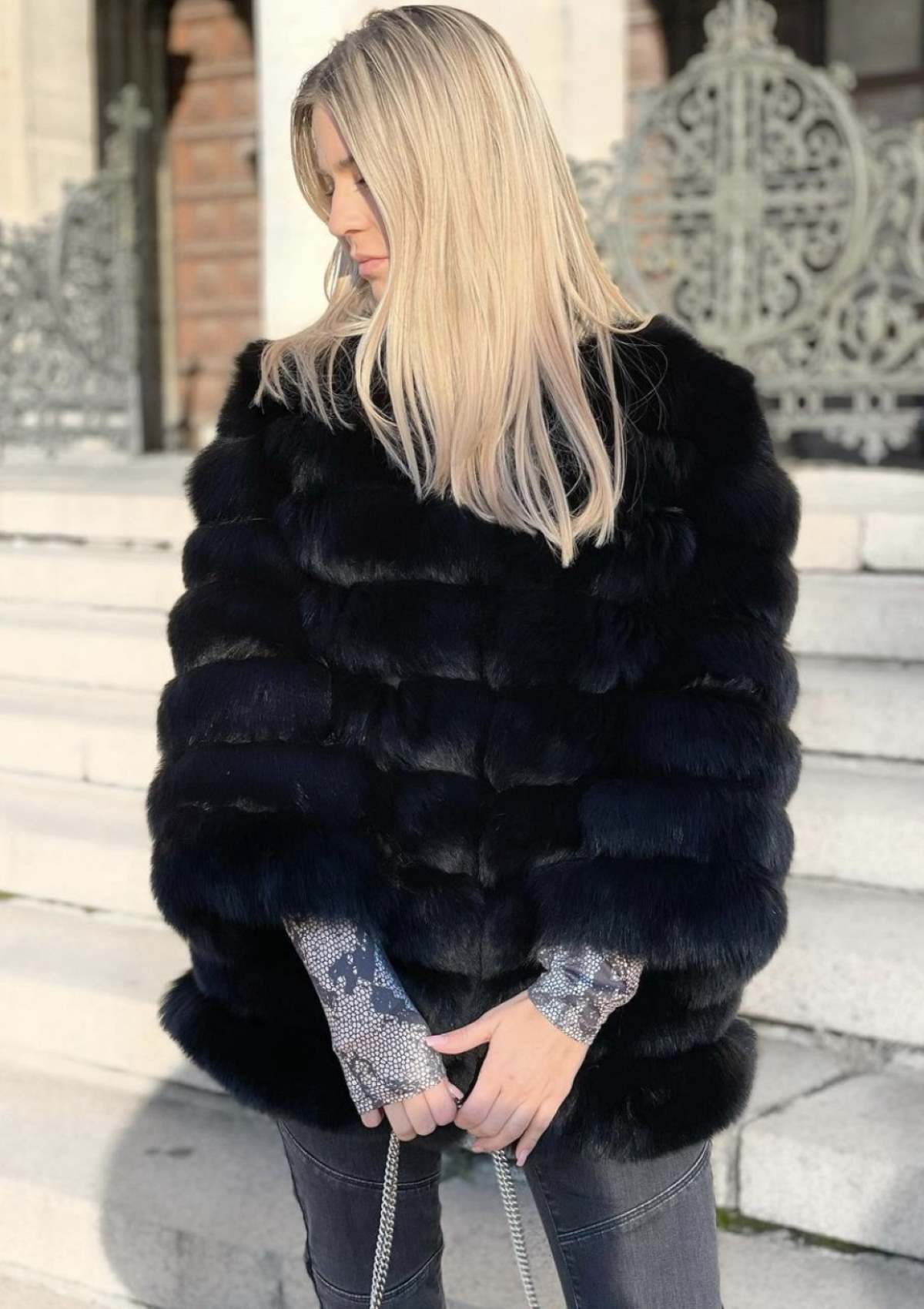 buy luxury black fur coat schwarze lange luxury pelzjacke kaufen fuchspelz