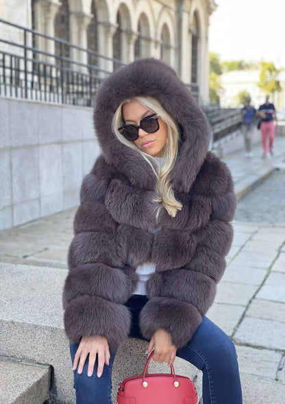 buy luxury fur coat pelzjacke kaufen braune echtpelz