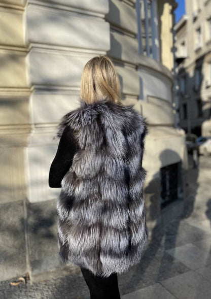 LAST ONE SILVER FOX FUR VEST