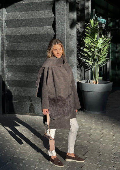 WOOL COAT WITH SCARF