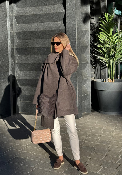WOOL COAT WITH SCARF
