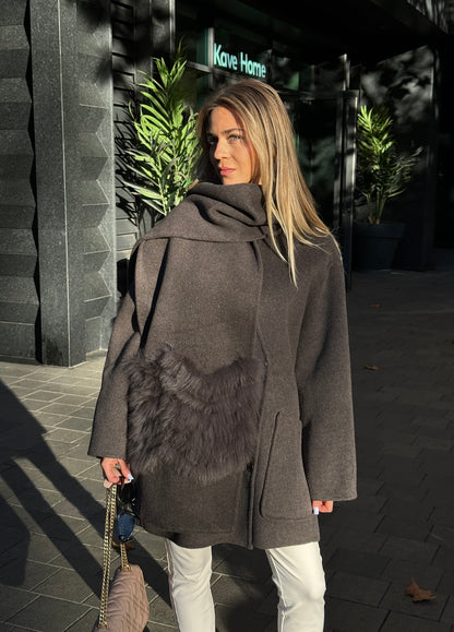 WOOL COAT WITH SCARF