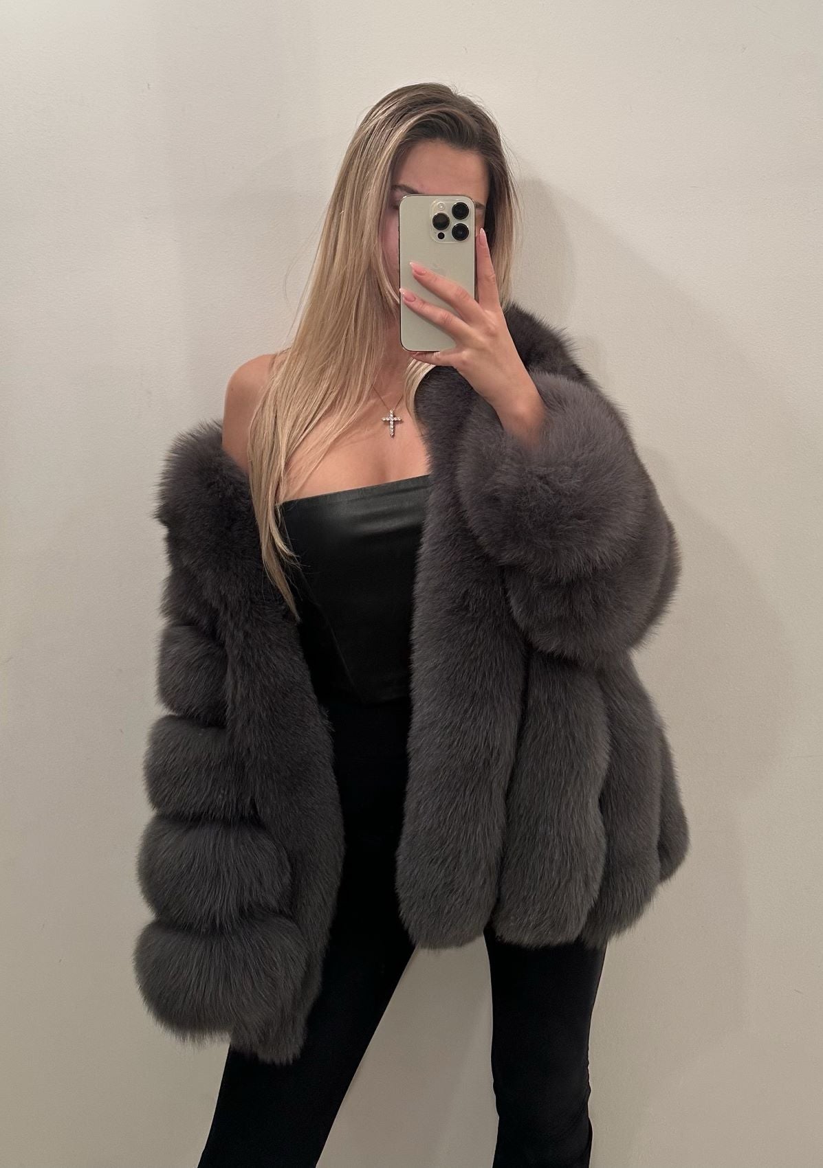 grey fur coat kaufen pelz jacke