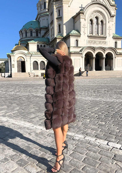 buy long brown fox fur vest lange braune pelzweste fuchspelz kaufen echtpelz