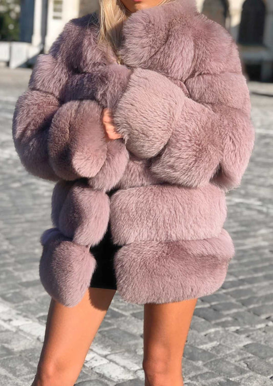 buy luxury powder lavender fox fur coat pelzjacke kaufen lila