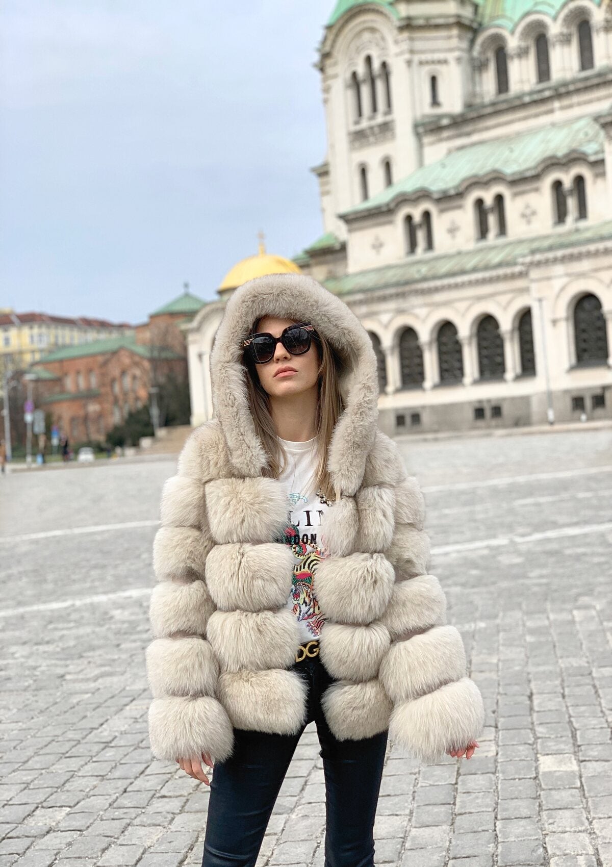 buy luxury fox fur coat pelzjacke kaufen nude echtpelz