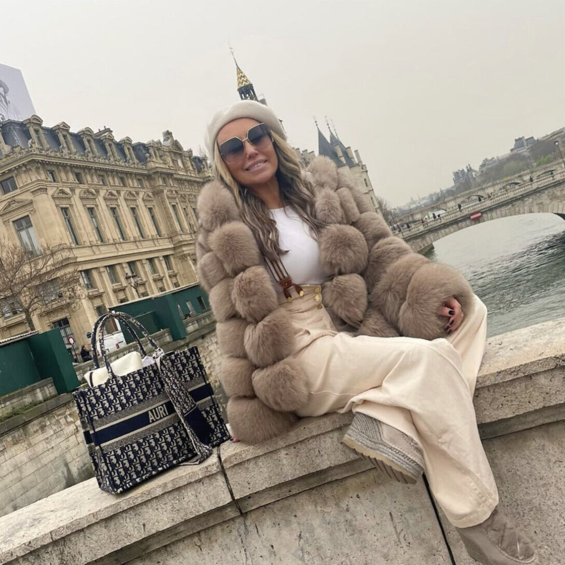 buy luxury fur coat pelzjacke kaufen khaki echtpelz